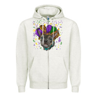 Oatmeal Heather mardi gras french bulldog Zipper Hoodie - RanaPortraitStore