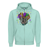 Seafoam mardi gras french bulldog Zipper Hoodie - RanaPortraitStore