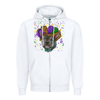 White mardi gras french bulldog Zipper Hoodie - RanaPortraitStore