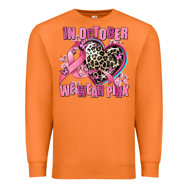 Western Leopard  In October We Wear Pink Heart Premium Sweatshirt by AdoDesignShop | Teevron