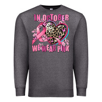 Charcoal Heather western leopard  in october we wear pink heart Premium Sweatshirt - AdoDesignShop
