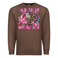 Chestnut western leopard  in october we wear pink heart Premium Sweatshirt - AdoDesignShop