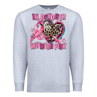 Heather Grey western leopard  in october we wear pink heart Premium Sweatshirt - AdoDesignShop
