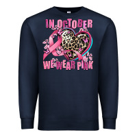 Navy western leopard  in october we wear pink heart Premium Sweatshirt - AdoDesignShop