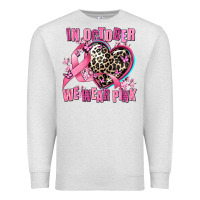Oatmeal Heather western leopard  in october we wear pink heart Premium Sweatshirt - AdoDesignShop