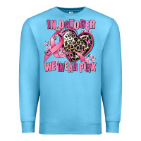 Ocean Blue western leopard  in october we wear pink heart Premium Sweatshirt - AdoDesignShop