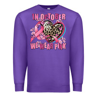 Purple western leopard  in october we wear pink heart Premium Sweatshirt - AdoDesignShop