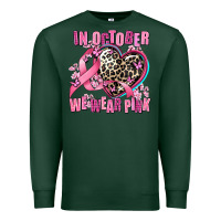 Sports Green western leopard  in october we wear pink heart Premium Sweatshirt - AdoDesignShop