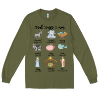 Army Green god says i am Long Sleeve Tee - MaliasSmallBusiness