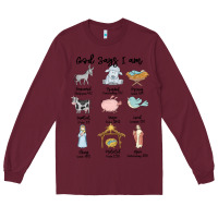 Burgundy god says i am Long Sleeve Tee - MaliasSmallBusiness