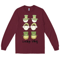 Burgundy lucky vibes Long Sleeve Tee - MaliasSmallBusiness