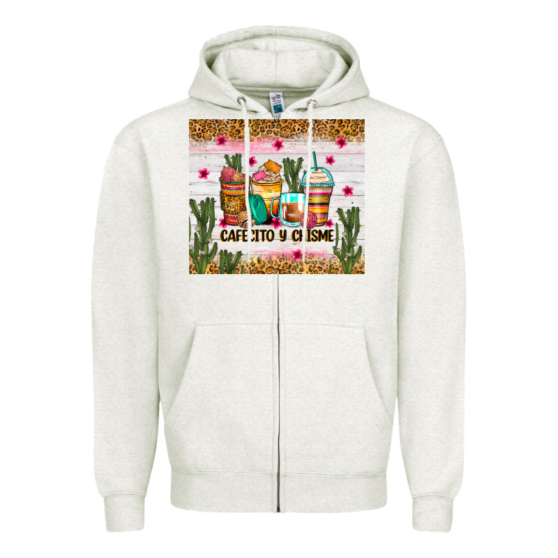 Cafecito Y Chisme Coffee Cups Zipper Hoodie by Zillion Design Studio | Teevron