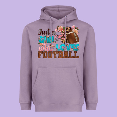 Just A Girl Who Loves Football Heavyweight Hoodie Designed By Hra Design Shop