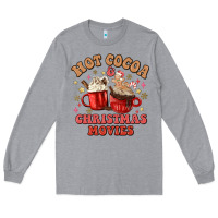 Heather Grey hot cocoa and christmas movies Long Sleeve Tee - MaliasSmallBusiness