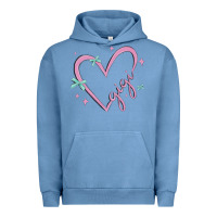 Pigment Pebble Blue gigi with heart and ribbons Urban Hoodie - MaliasSmallBusiness