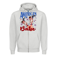 Dove Grey American babe 4th july Zipper Hoodie - texasbilliewilder