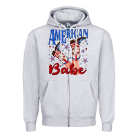 Heather Grey American babe 4th july Zipper Hoodie - texasbilliewilder