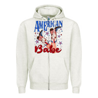 Oatmeal Heather American babe 4th july Zipper Hoodie - texasbilliewilder
