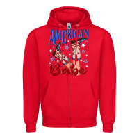 Red American babe 4th july Zipper Hoodie - texasbilliewilder