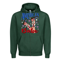 Sports Green American babe 4th july Zipper Hoodie - texasbilliewilder