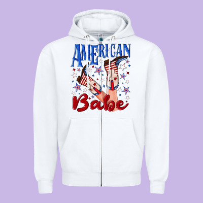 Zipper Hoodie American babe 4th july