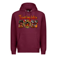 Burgundy American Flag Firefighter Son Premium Hoodie - LillyAllenDesigns
