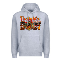 Heather Grey American Flag Firefighter Son Premium Hoodie - LillyAllenDesigns