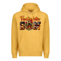 Mustard American Flag Firefighter Son Premium Hoodie - LillyAllenDesigns