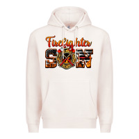 Pale Pink American Flag Firefighter Son Premium Hoodie - LillyAllenDesigns