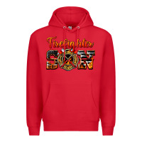 Red American Flag Firefighter Son Premium Hoodie - LillyAllenDesigns