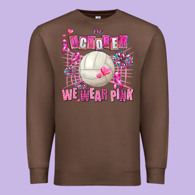 In October We Wear Pink Volleyball Premium Sweatshirt Designed By Adodesignshop