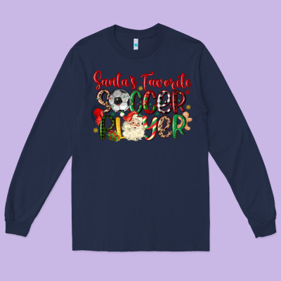 Long Sleeve Tee santas favorite soccer player