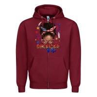 Burgundy American babe afro messy bun Zipper Hoodie - texasbilliewilder