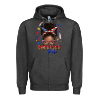 Charcoal Heather American babe afro messy bun Zipper Hoodie - texasbilliewilder