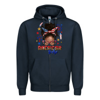 Navy American babe afro messy bun Zipper Hoodie - texasbilliewilder