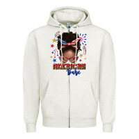 Oatmeal Heather American babe afro messy bun Zipper Hoodie - texasbilliewilder