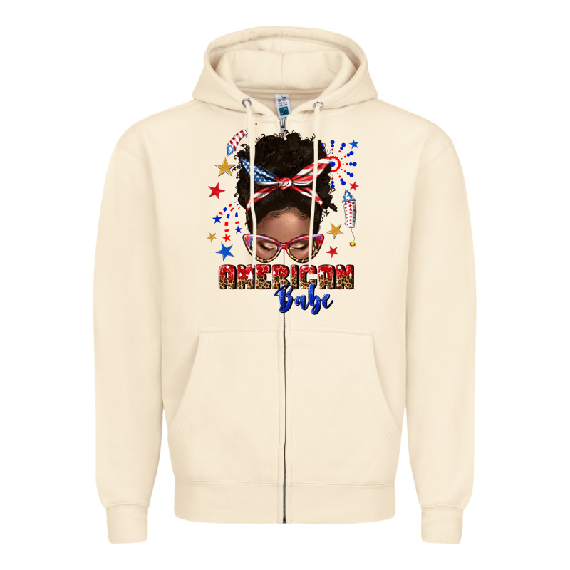 American Babe Afro Messy Bun Zipper Hoodie by texasbilliewilder | Teevron