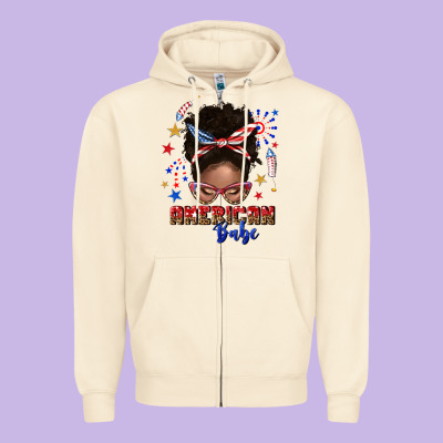 Zipper Hoodie American babe afro messy bun
