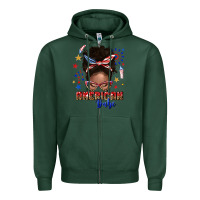 Sports Green American babe afro messy bun Zipper Hoodie - texasbilliewilder