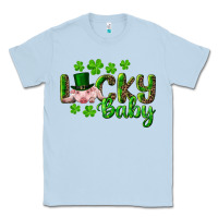Dusty Blue Lucky Baby With Pig Classic Tee - RanaPortraitStore