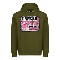 Army Green i wear pink for my mom breast cancer awareness Premium Hoodie - Jasminsmagicworld