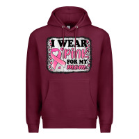 Burgundy i wear pink for my mom breast cancer awareness Premium Hoodie - Jasminsmagicworld