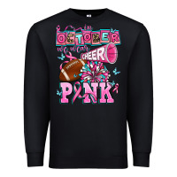 Black in october we wear cheer pink football Premium Sweatshirt - AdoDesignShop