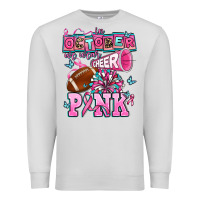 Dove Grey in october we wear cheer pink football Premium Sweatshirt - AdoDesignShop