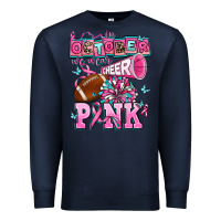 Navy in october we wear cheer pink football Premium Sweatshirt - AdoDesignShop