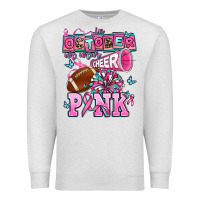 Oatmeal Heather in october we wear cheer pink football Premium Sweatshirt - AdoDesignShop