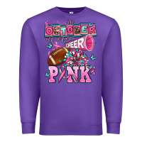 Purple in october we wear cheer pink football Premium Sweatshirt - AdoDesignShop