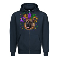 Navy mardi gras hat german shepherd Zipper Hoodie - RanaPortraitStore