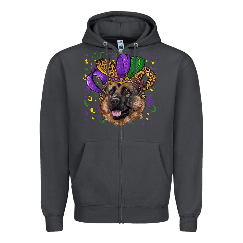 Mardi Gras Hat German Shepherd Zipper Hoodie by RanaPortraitStore | Teevron