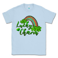 Dusty Blue Lucky charm rainbow and shamrocks Classic Tee - RanaPortraitStore